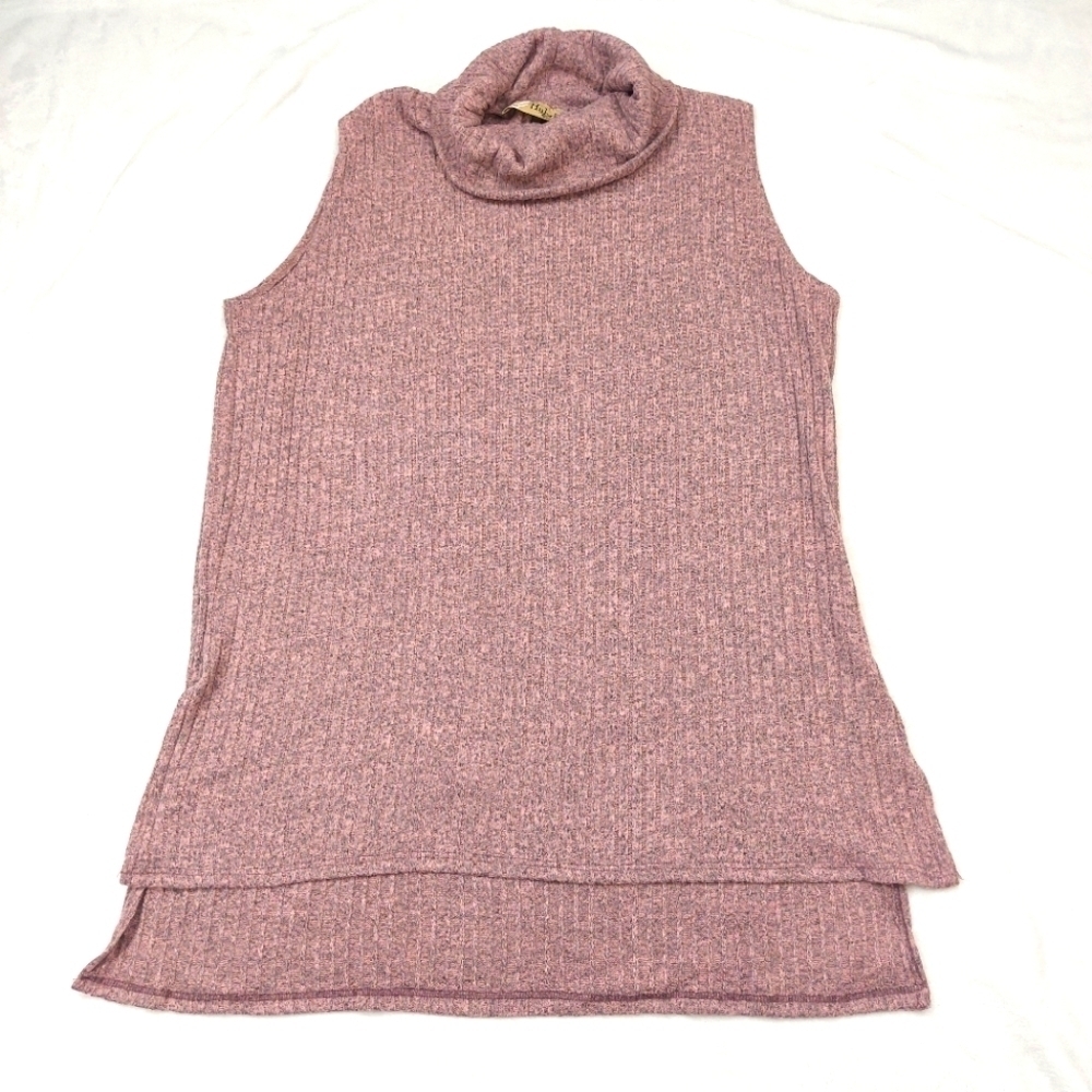 HYBRID & COMPANY WOMEN'S PINK PURPLE COWL TURTLE NECK SLEEVELESS SWEATER SIZE 2X